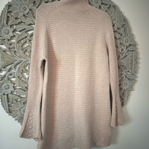 Melanie Lyne pearl accented cream/light pink sweater/ sweat dress size XLarge - Picture 7 of 7